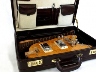 Amber Rambler Travel Guitar in Briefcase