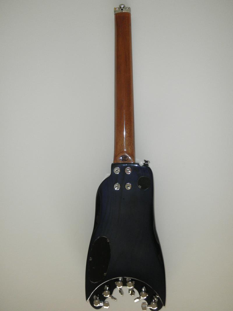 Custom_Rambler Travel Guitar - BlueBurst on Quilted Maple - back view