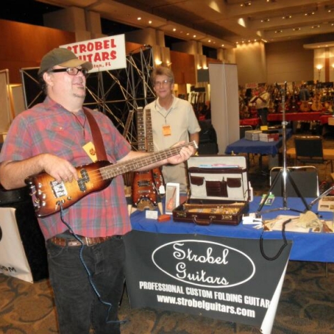 Matt Smith checking out a Rambler Travel Bass