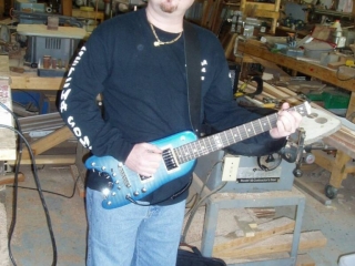 PJ Picking up his custom Pearly Blue Custom Rambler