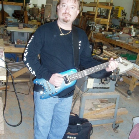 PJ Picking up his custom Pearly Blue Custom Rambler