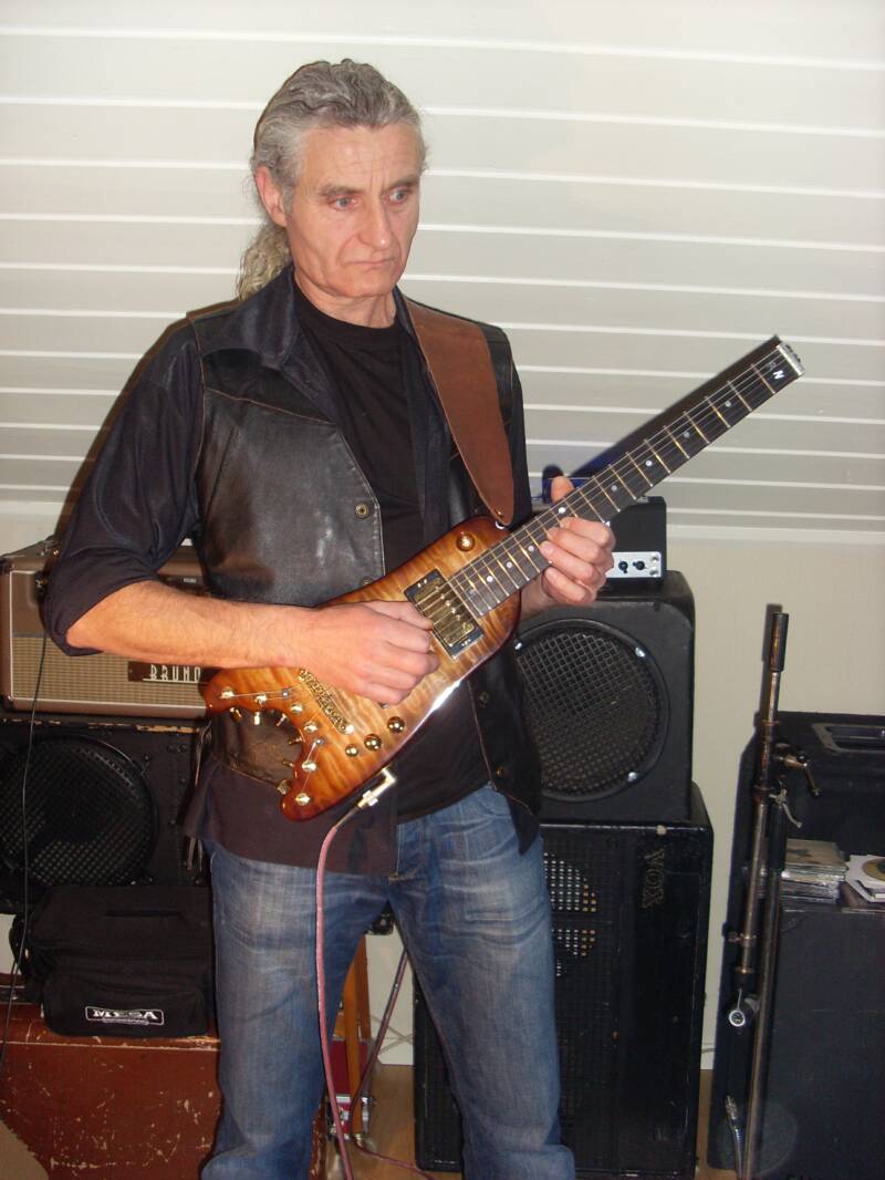 Rambler Professional Electric Travel Guitar at band practice