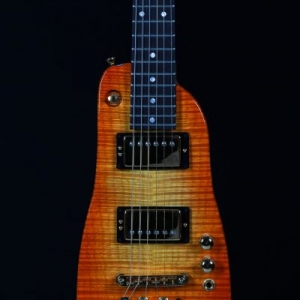 Black pick up rings on Tangerine Burst Custom Rambler Travel Guitar