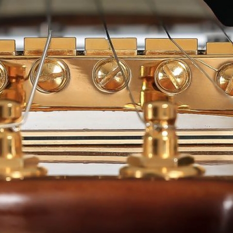 Custom Travel Guitar by STROBEL with gold tuners and bridge from Schaller