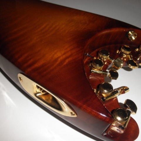 Flamey Maple back on HoneyBurst STROBELCASTER Custom Travel Guitar