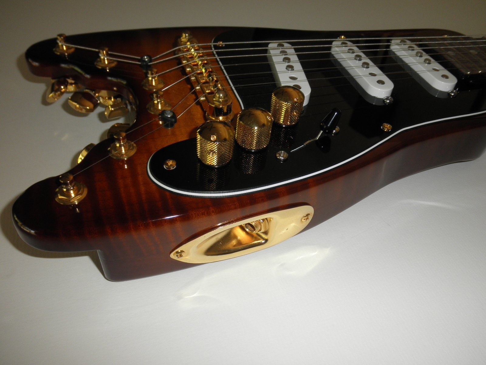 Solid Flamey Maple Body on Custom STROBELCASTER Travel Guitar