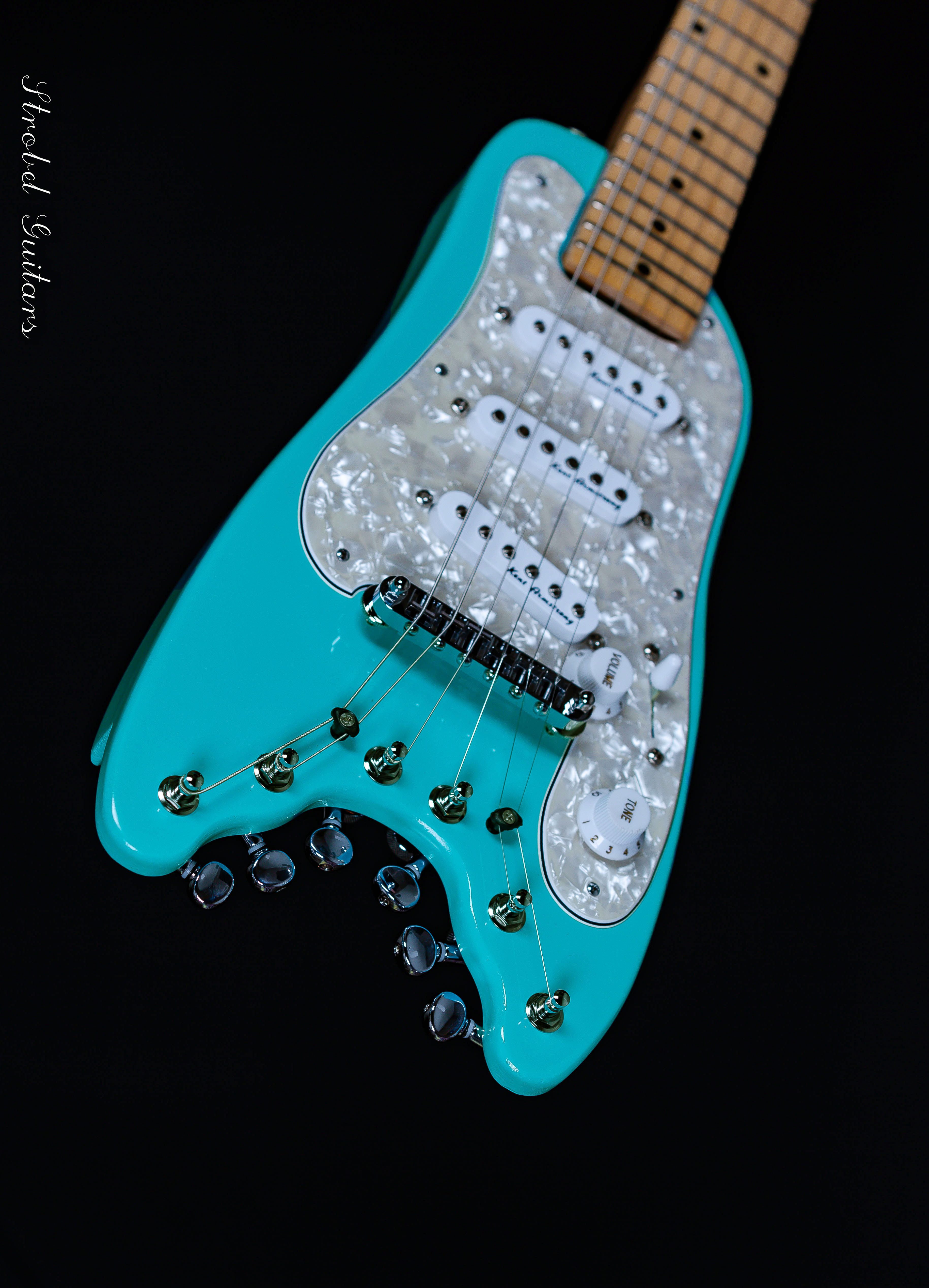 electric travel guitar blue