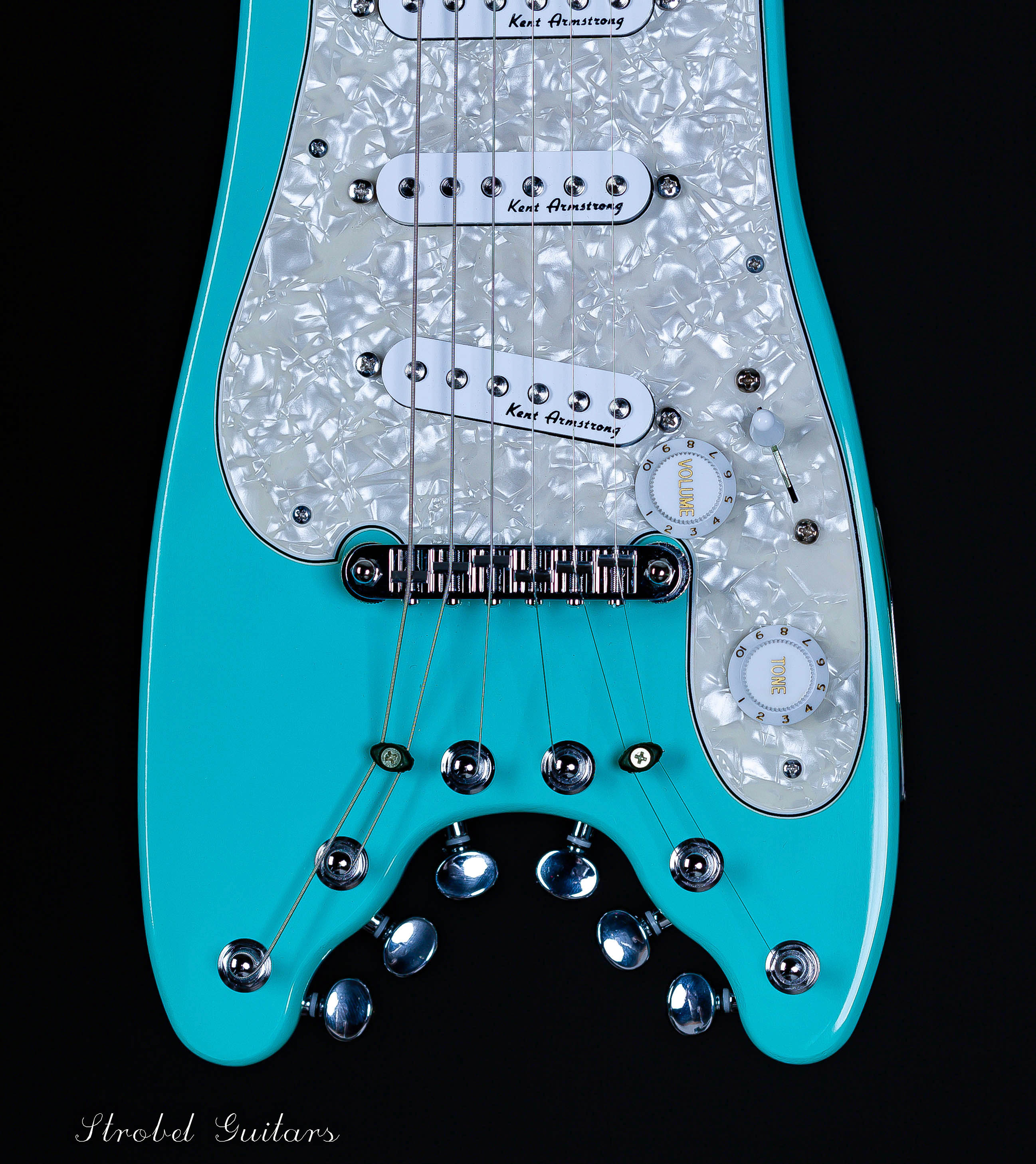 electric travel guitar blue